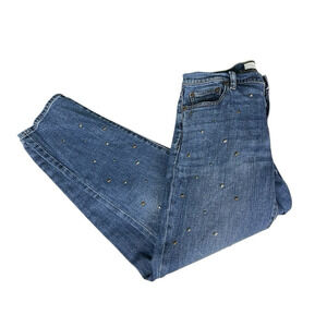 Gap 1969 Best Girlfriend Skinny Jeans Women Size 27 Stars Embellished Dark Wash